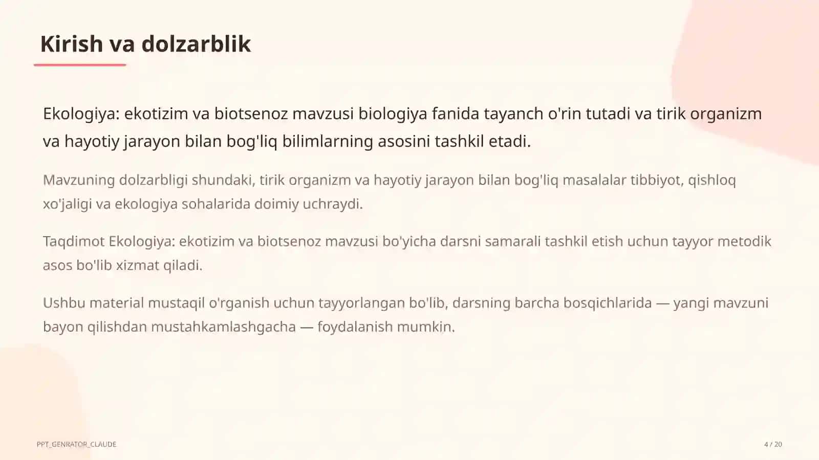 Ekologiya: ekotizim va biotsenoz (10-sinf) 4