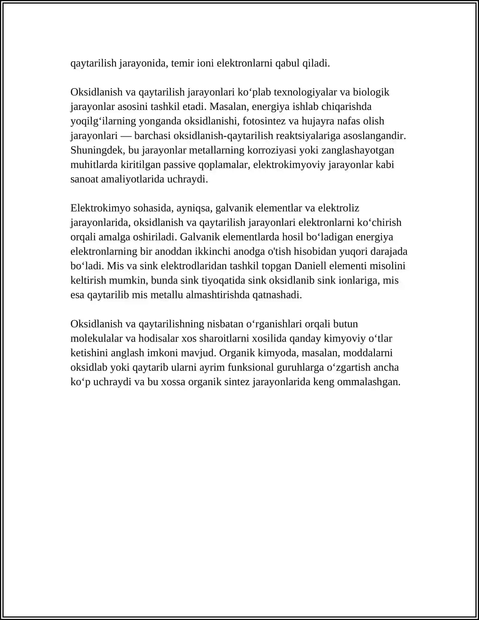 Oksidlanish va qaytarilish referati 4
