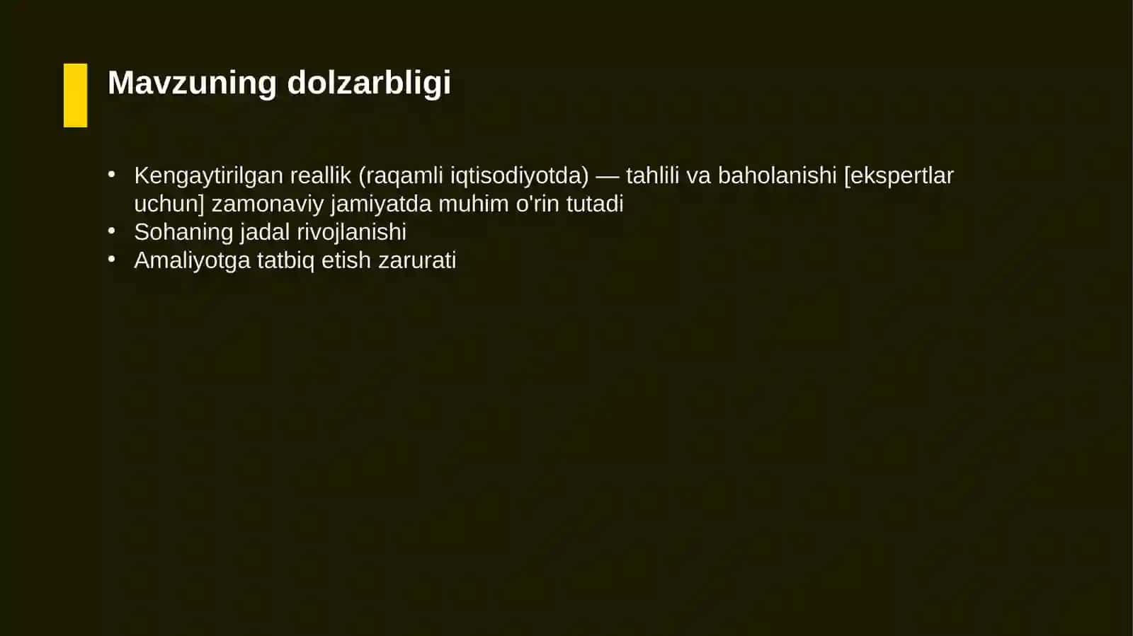 Kengaytirilgan reallik (raqamli iqtisodiyotda) — tahlili va baholanishi [ekspertlar uchun] 4