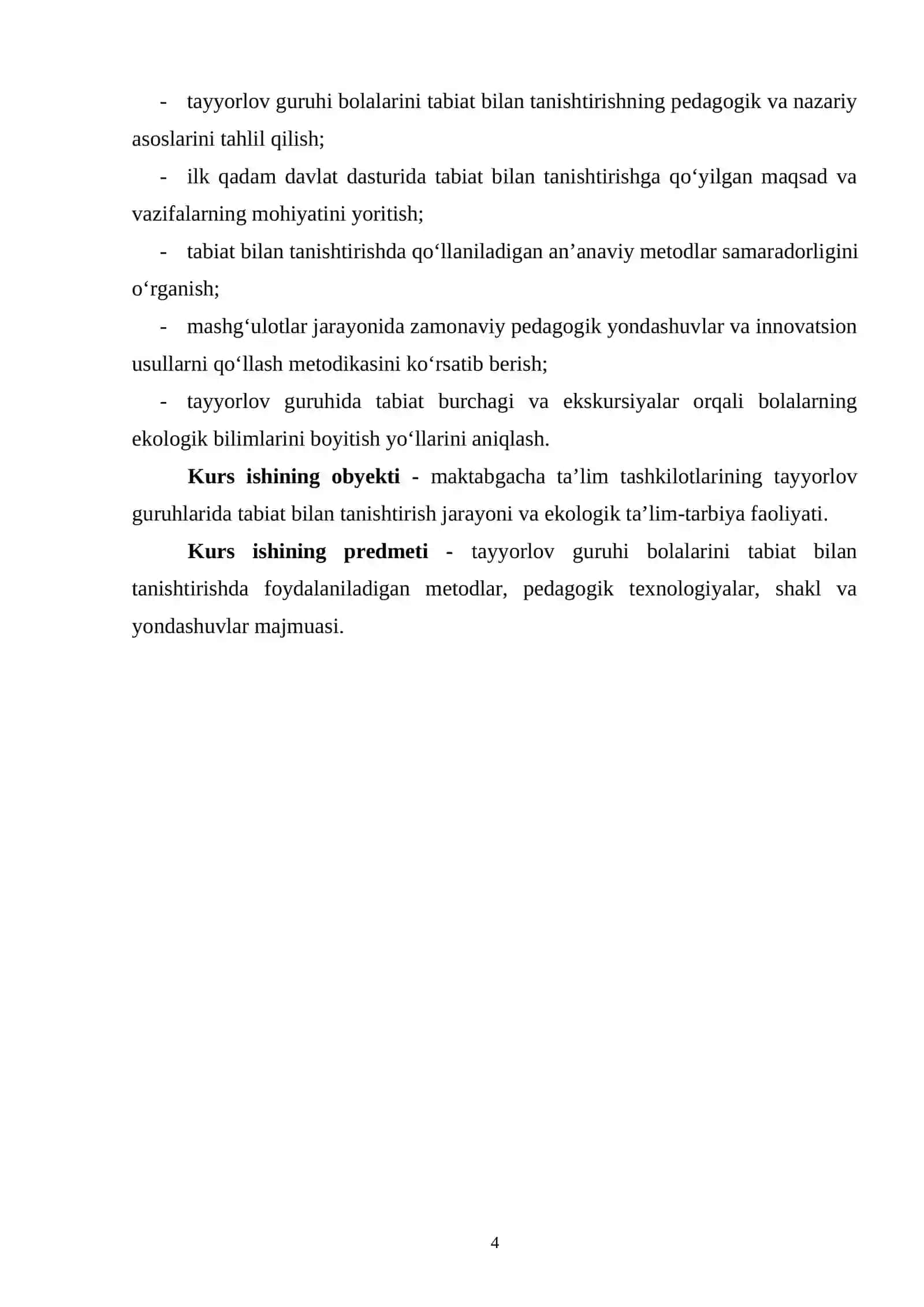 TABIAT BILAN TANISHTIRISHDA QO’LLANILADIGAN METOD VA YONDASHUVLAR (TAYYORLOV GURUH) 4