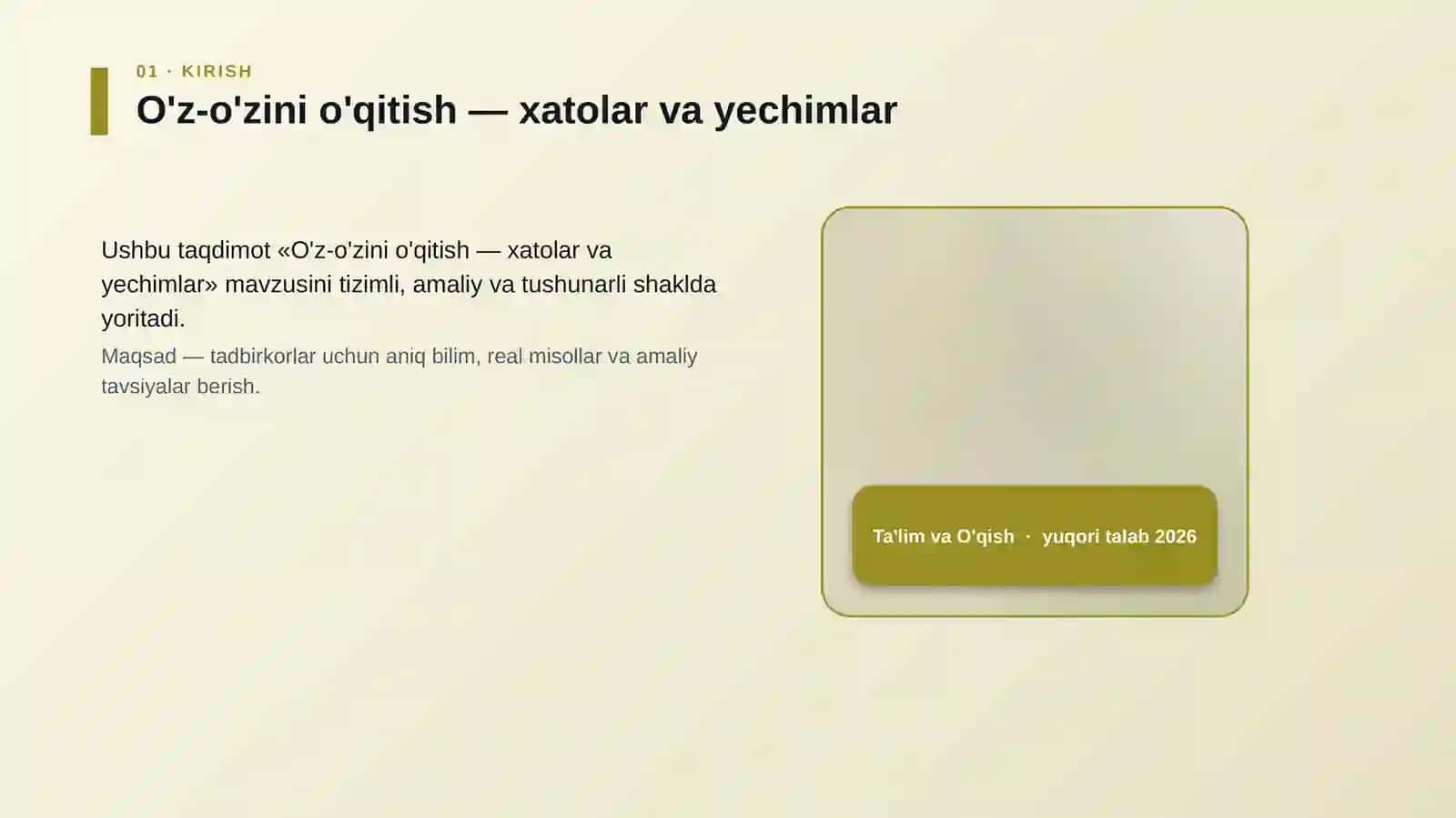 O'z-o'zini o'qitish — xatolar va yechimlar 4