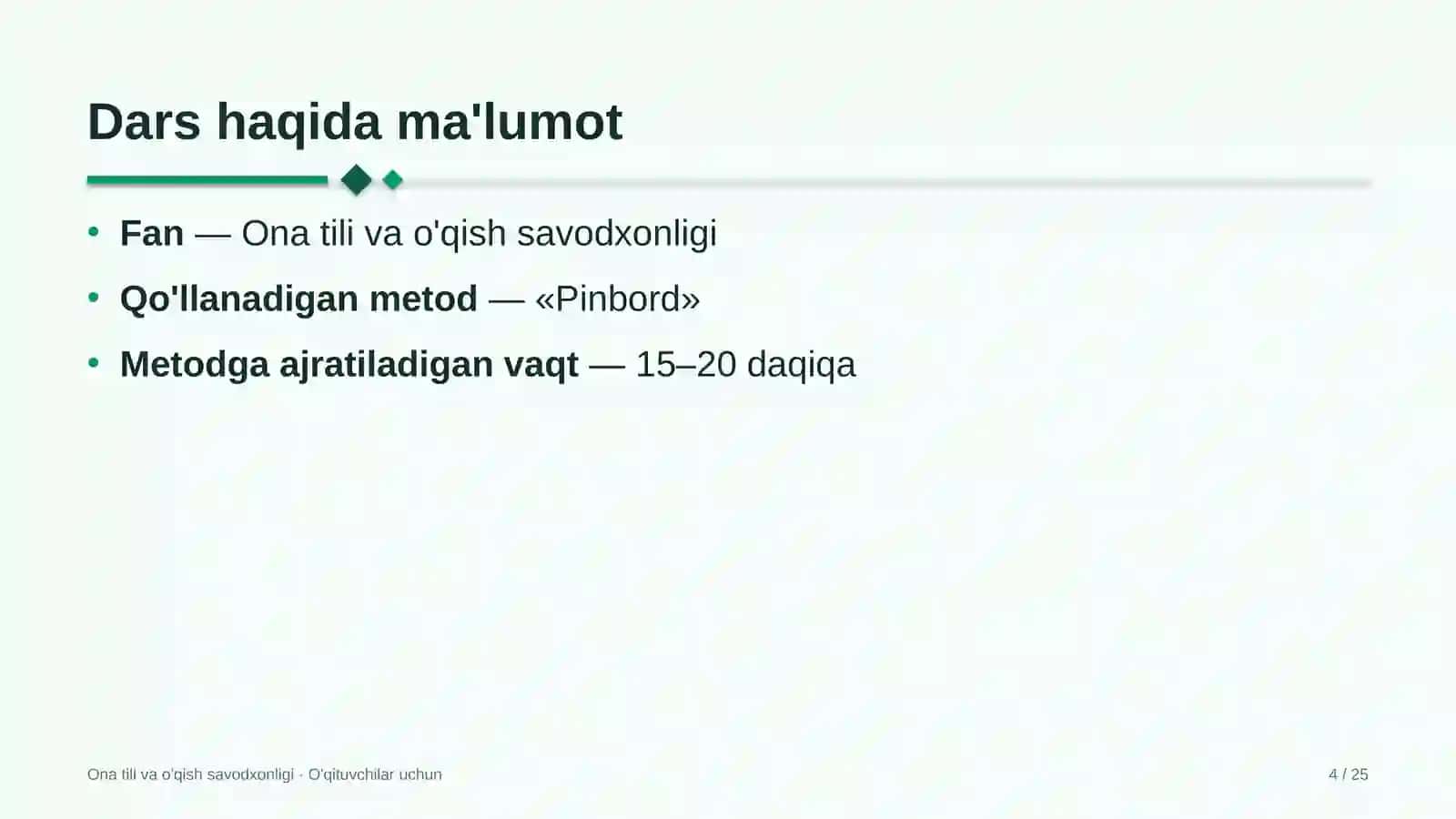 ona tili va o'qish savodxonligi darslarida pinbord metodidan foydalanish 1630 4