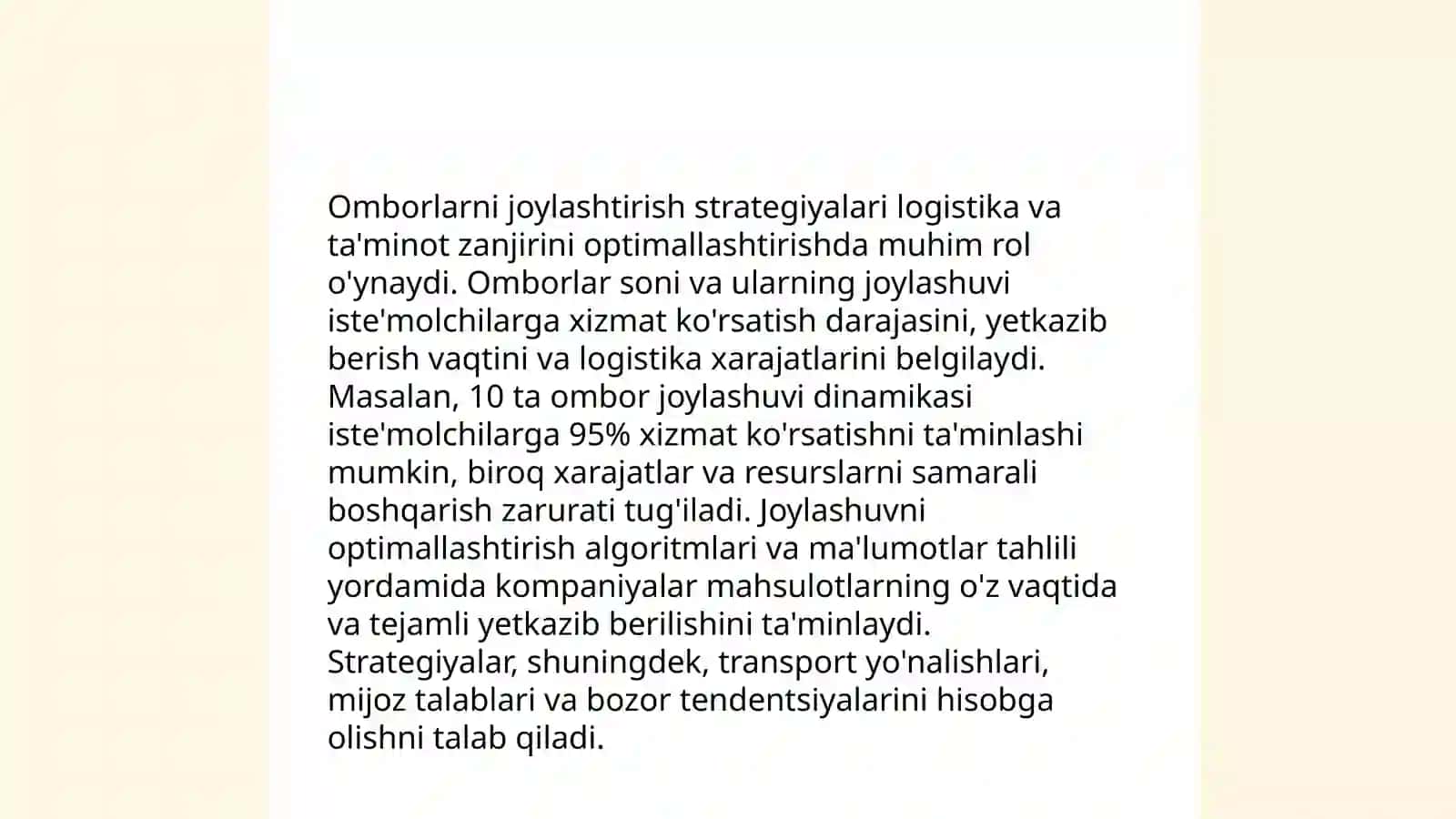 Ishlab chiqarishni hududiy tashkil etish uchun logistika tizimlari va komplekslari 4