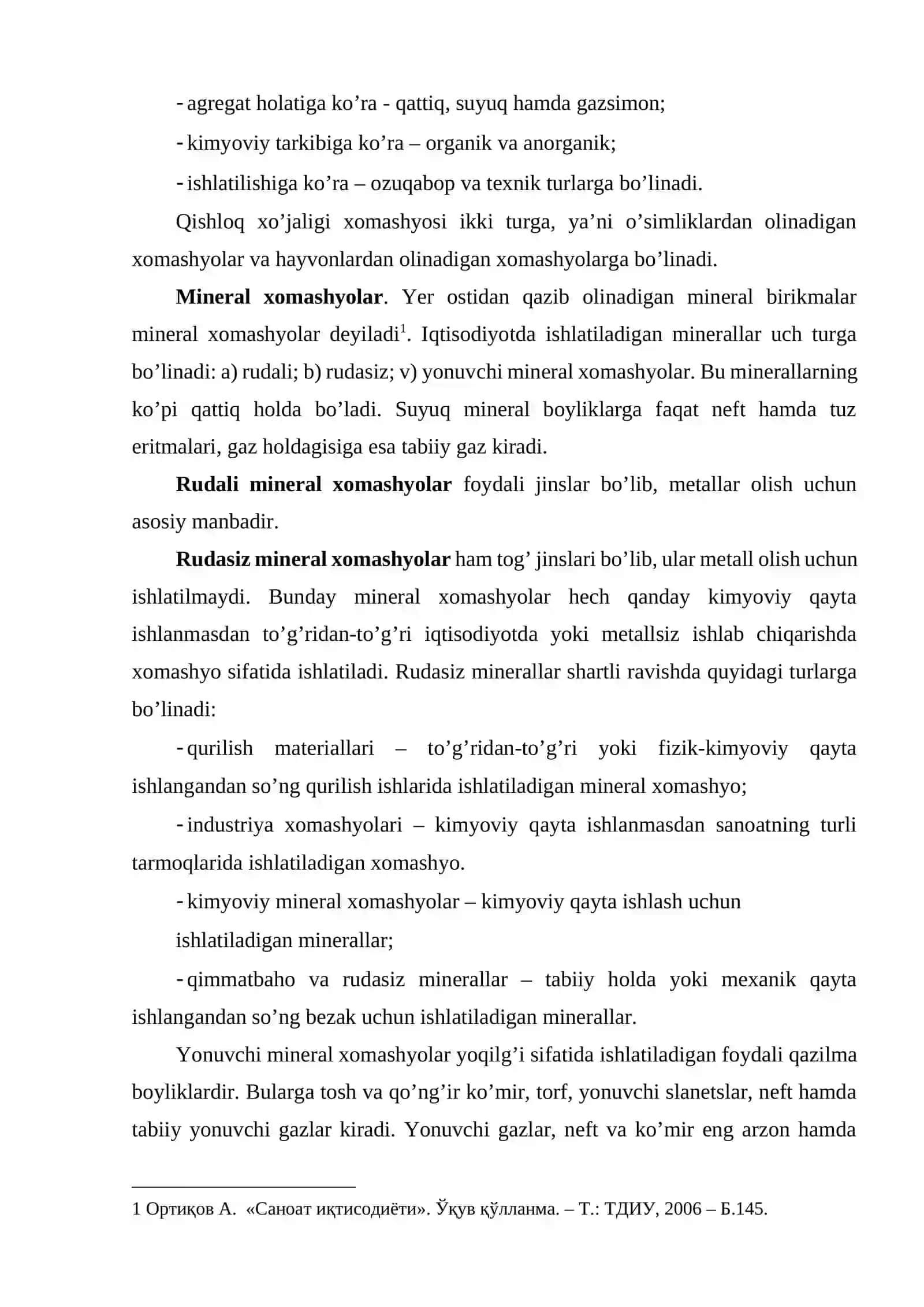 Sanoatda xomashyo, uning xususiyatlari va turkumlanishi 4