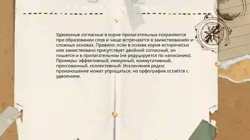 Правописание двойных согласных в имён существительных, прилагательных и наречиях 4