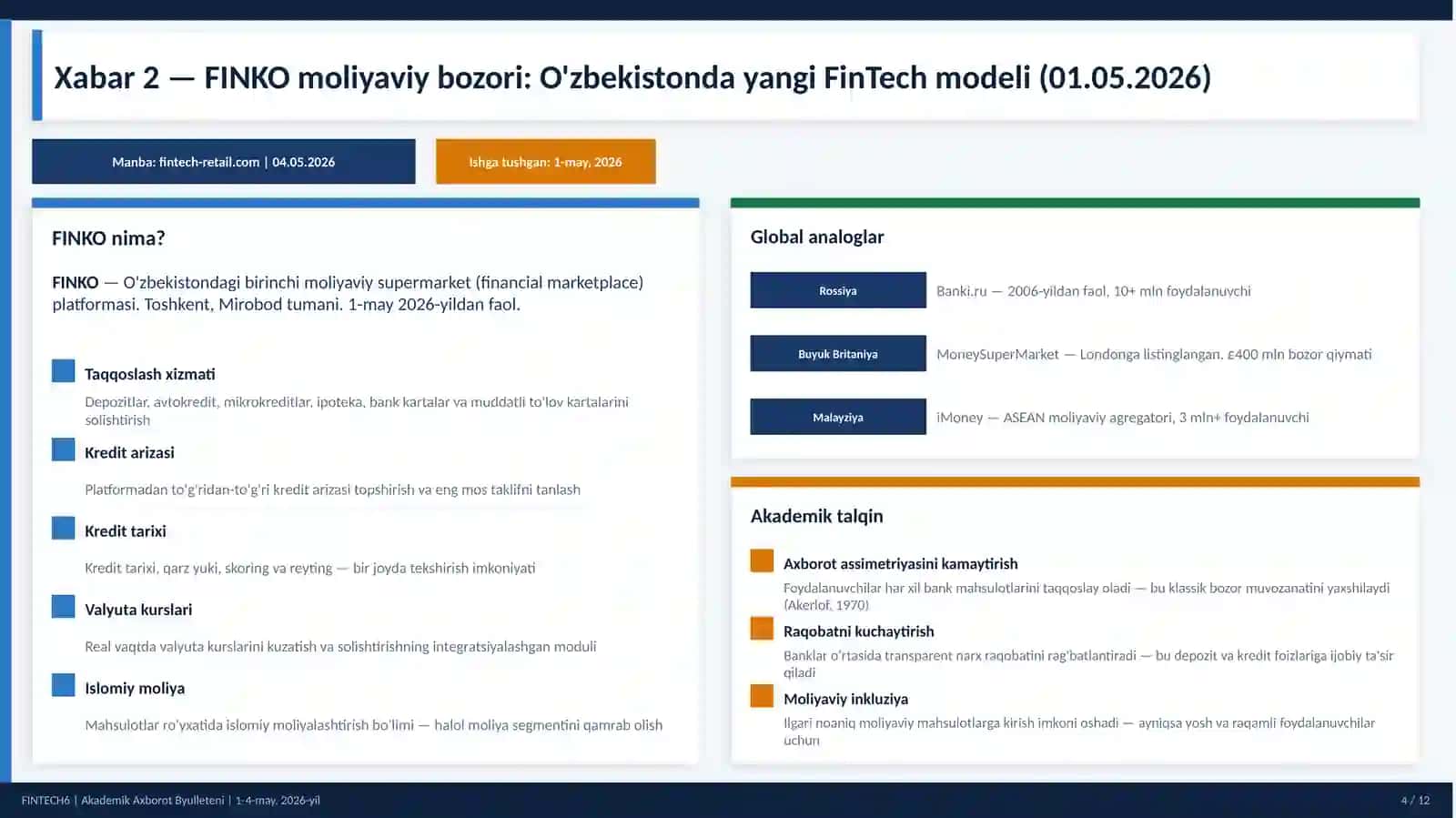 FinTech: Haftalik Sharh 4