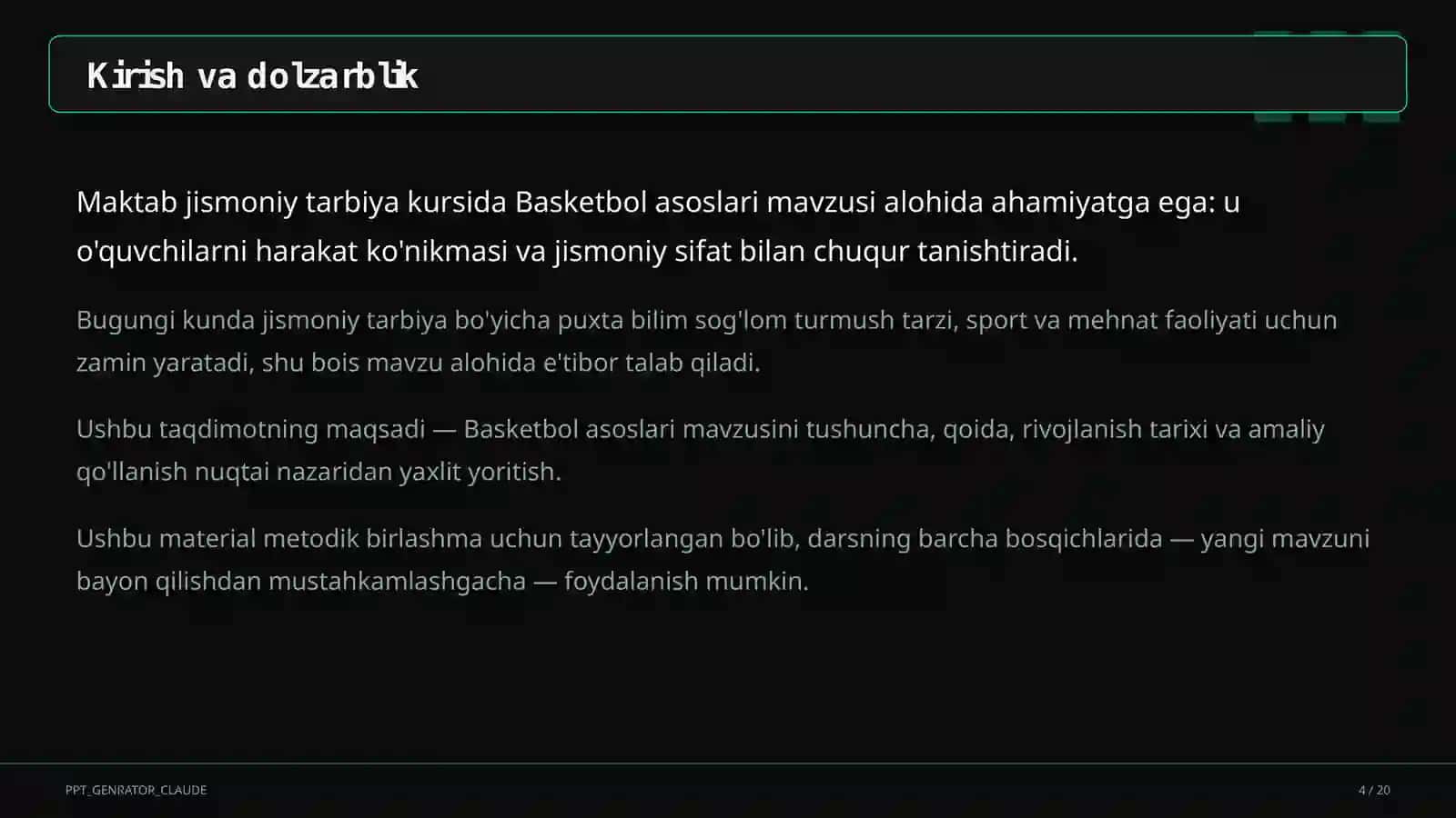 Basketbol asoslari (5-sinf) 4