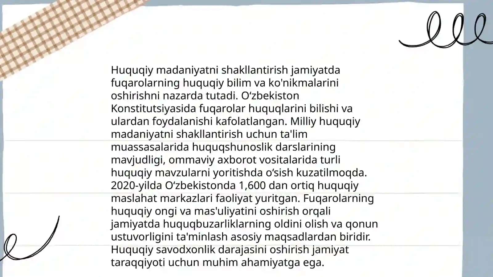Huquqiy tarbiyaning asosiy yoʻnalishlari va huquqiy tarbiya texnologiyalarini joriy etish 4