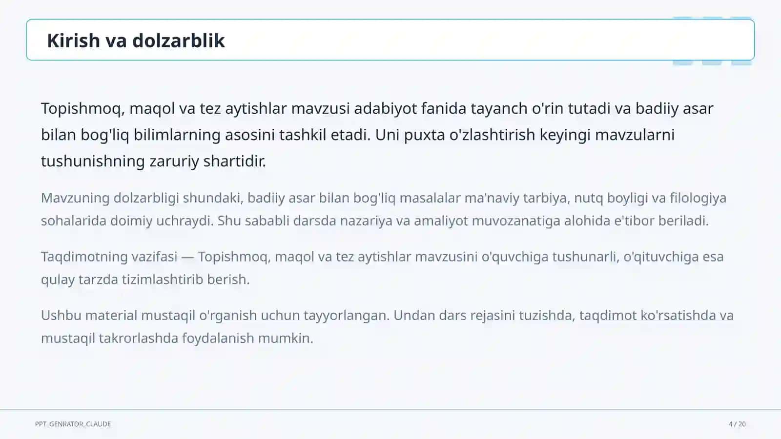 Topishmoq, maqol va tez aytishlar (5-sinf) 4