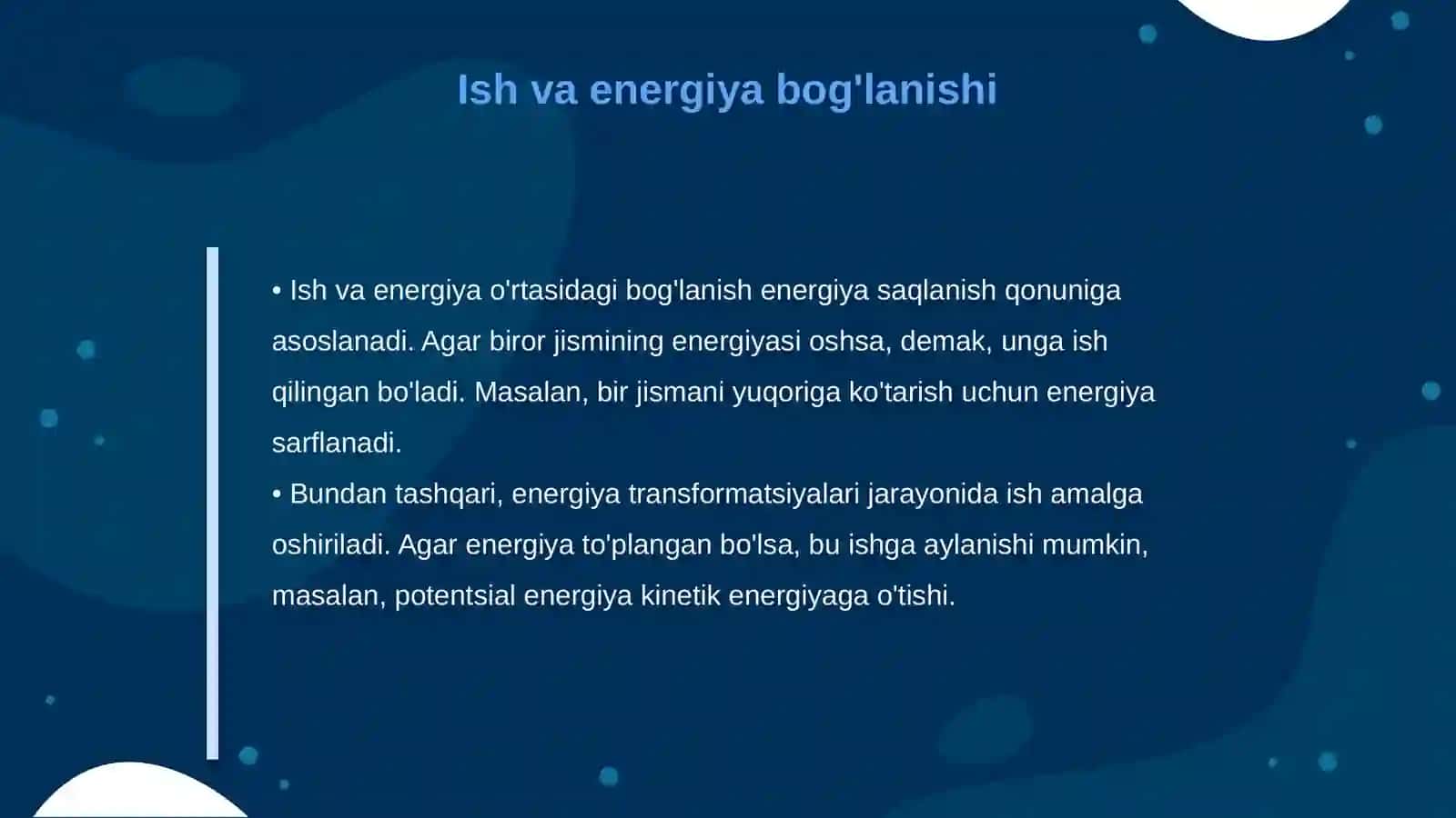 Ish quvvat energiya ular orasidagi bogʻlanishlar 4