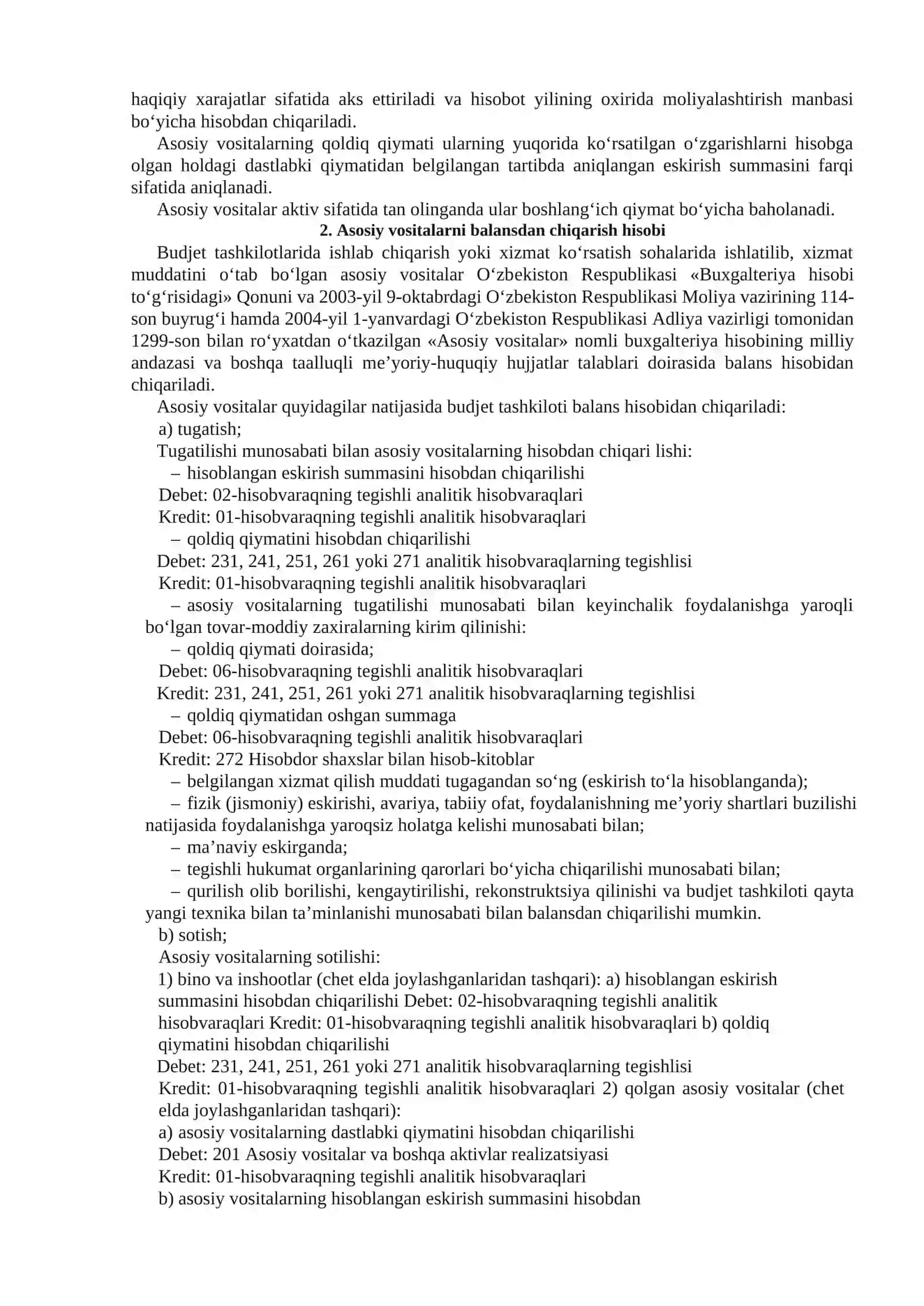 Asosiy vositalar va balansdan chiqarish hisobi 4