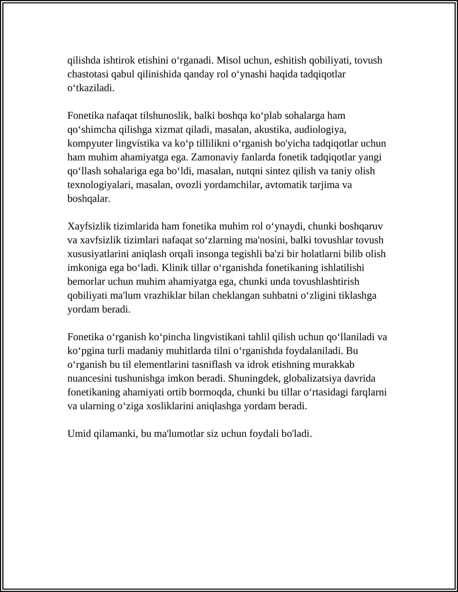 FONETIKANI O'QISH ÒRGANISH 4
