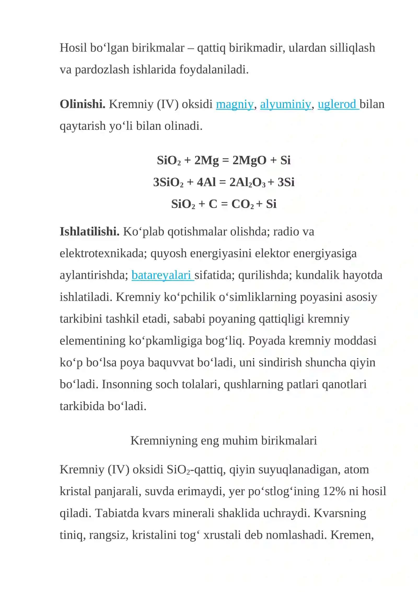 Kremniy elementi 4