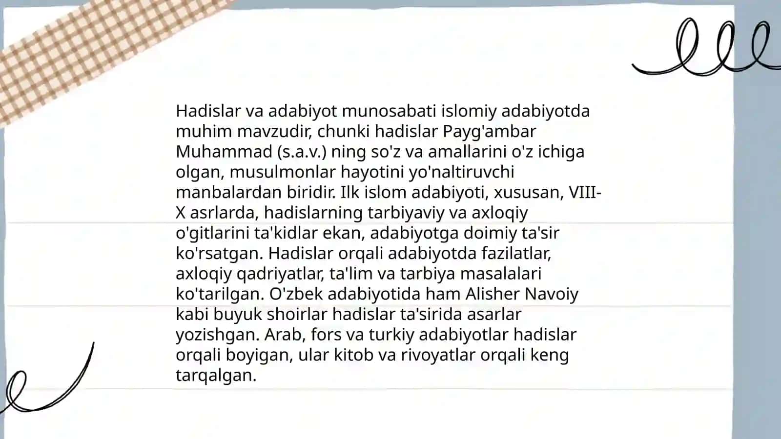 Mumtoz adabiyot taraqqiyotida Qur'oni Karim ĝoyalari va hadisi sharifdagi fikrlarning òrni va ahamiyati 4