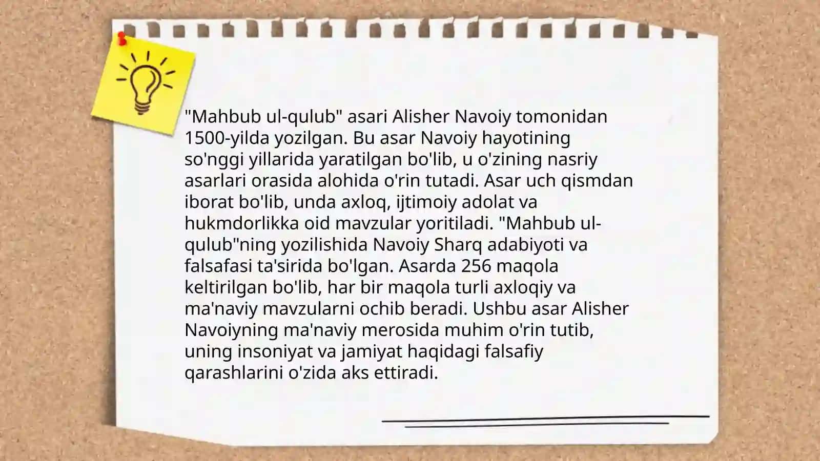 Badiiy adabiyot va nutq madaniyati, Alisher Navoiyning "Mahbub ul-qulub" asarida odob, axloq va nutq odobi muammosi 4