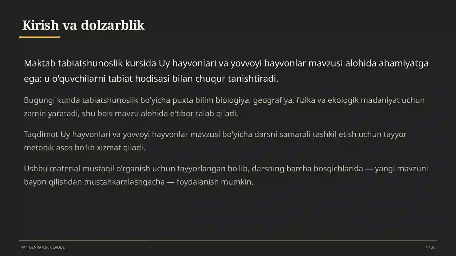 Uy hayvonlari va yovvoyi hayvonlar (1-sinf) 4