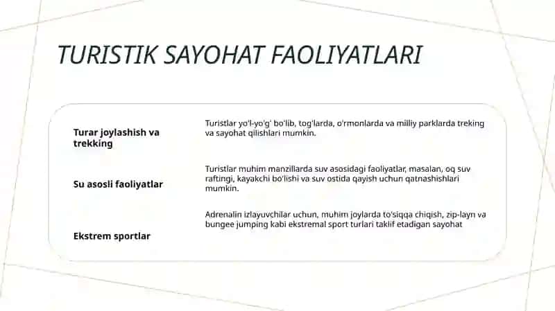 Turistik korxonalar faoliyati 4