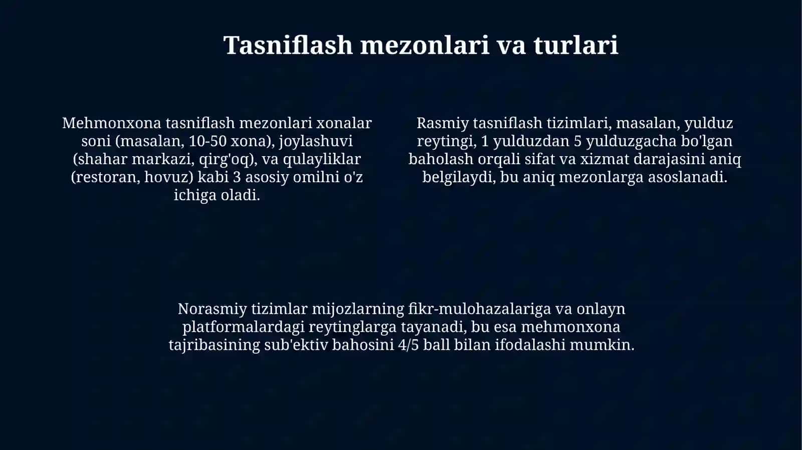 Mehmonxona tasniflash tizimi 4