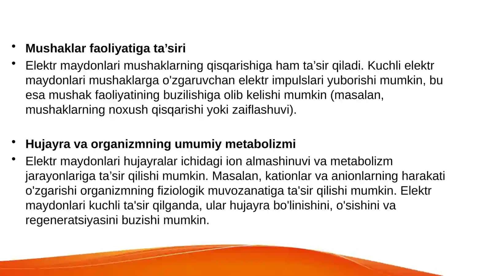 Elektr va magnit maydonlari va ularning organizmga ta’siri 4