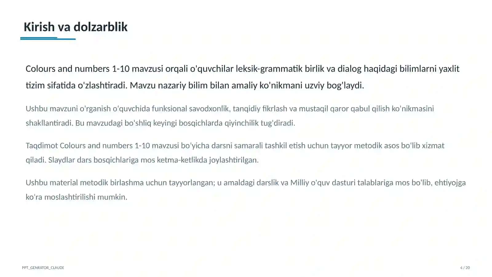 Ingliz tili (1–11) — metodik birlashma uchun 4