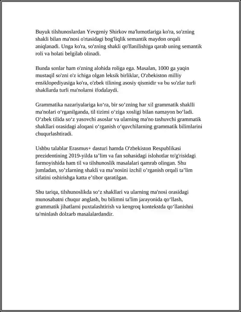 SOʻZLARNING SHAKL VA MAʼNO MUNOSABATIGA KOʻRA TURLARINI OʻQITISHDA GRAMMATIK JADVALLARNING OʻRNI 4