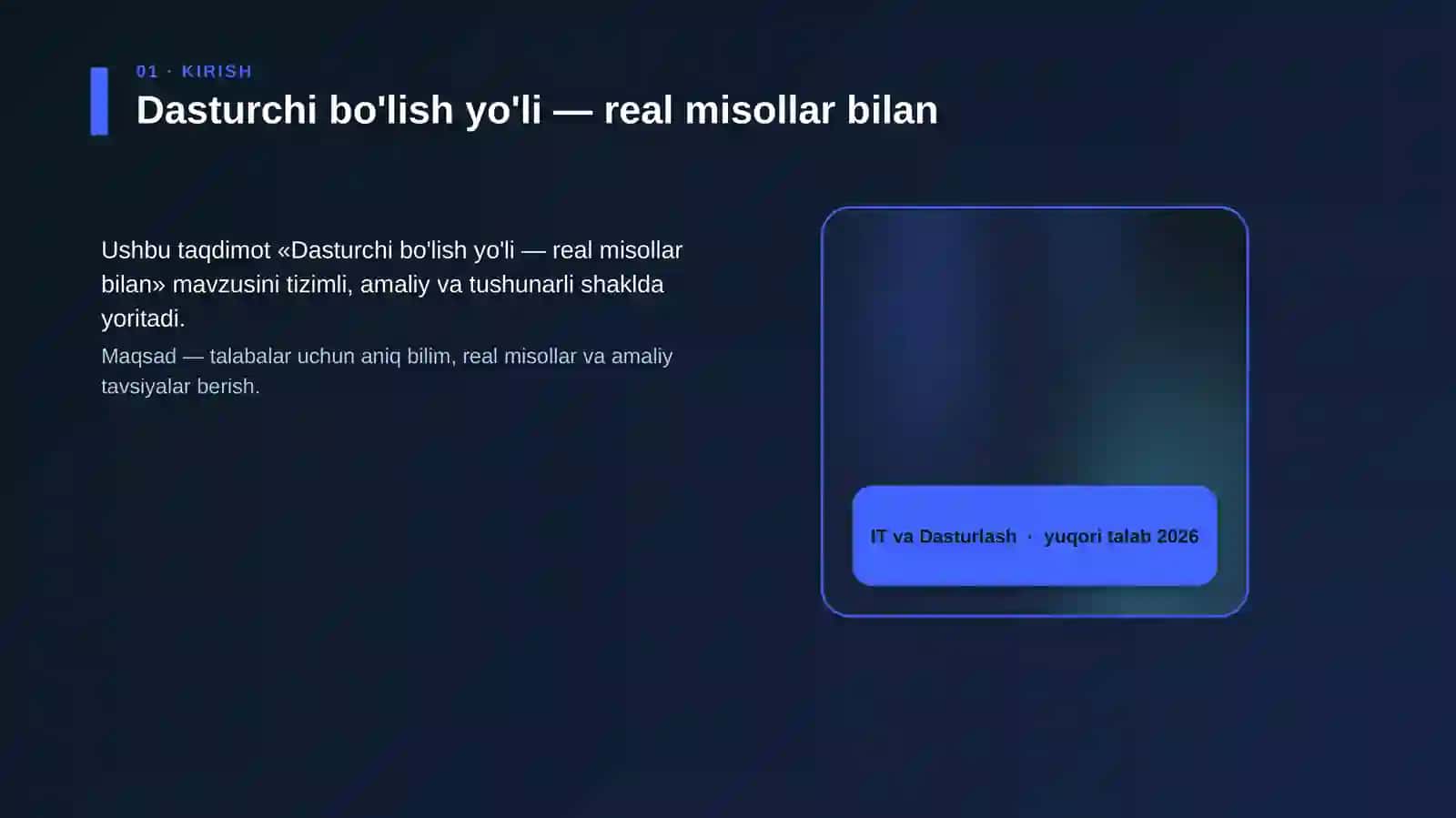 Dasturchi bo'lish yo'li — real misollar bilan 4