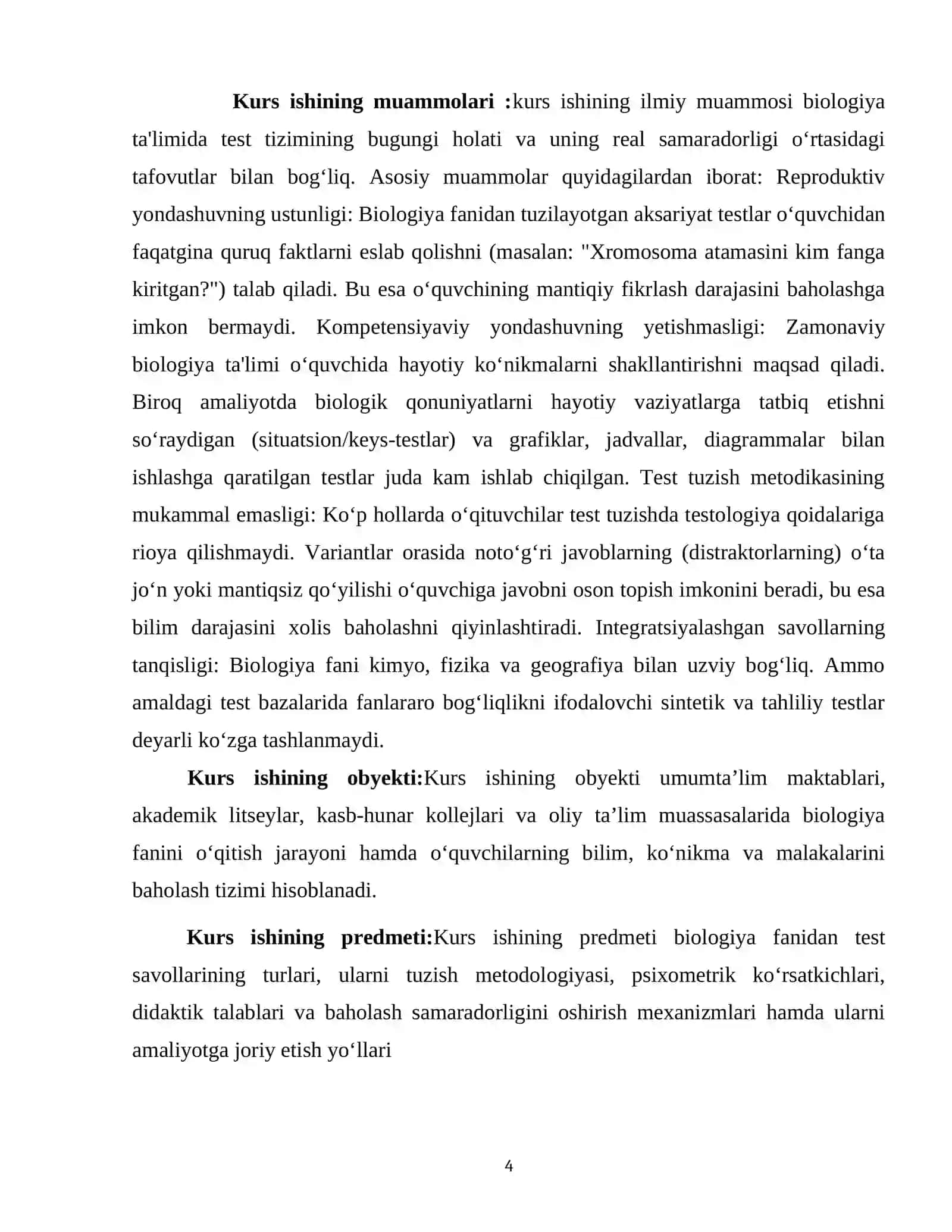 BIOLOGIYA FANIDAN TEST 4