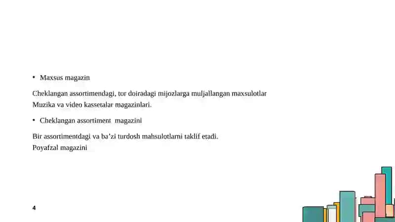 Chakana savdo haqidagi slayd 4