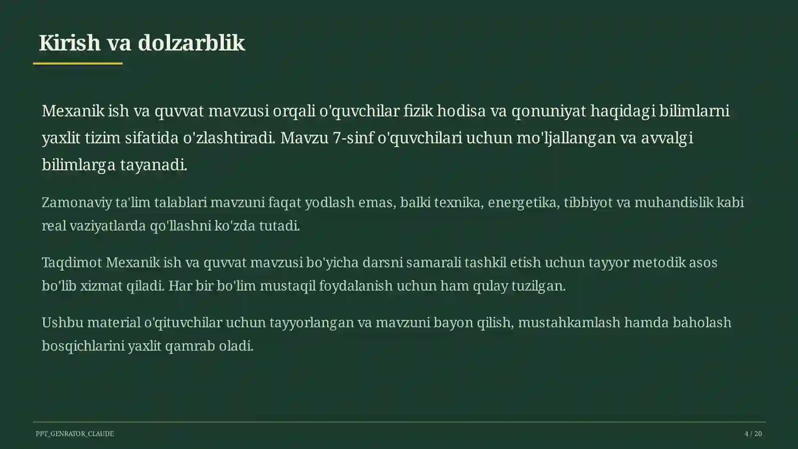 Mexanik ish va quvvat (7-sinf) 4