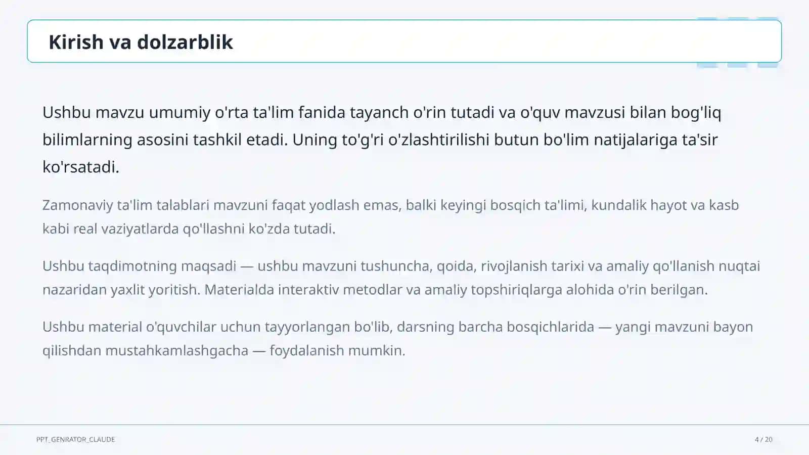 Universal ta'lim dizayni (UDL): har bir o'quvchi uchun mos dars loyihalash 4