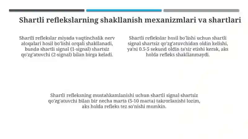 Shartsiz va shartli reflekslar 4