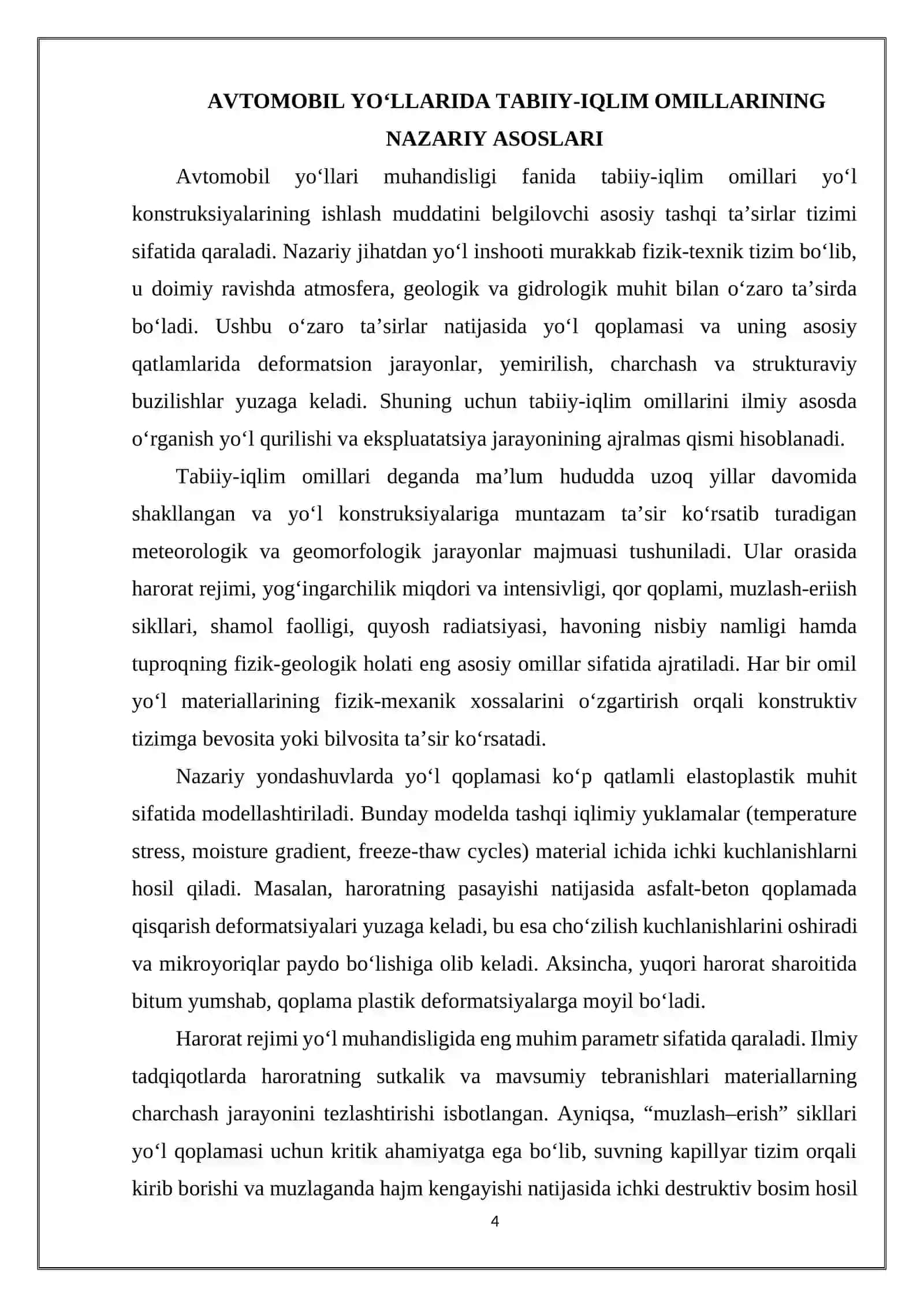 AVTOMOBIL YÕLLARIDA TABIIY IQLIM SHAROITI HAQIDA MA'LUMOTLARNI AVTOMATLASHTIRISH 4