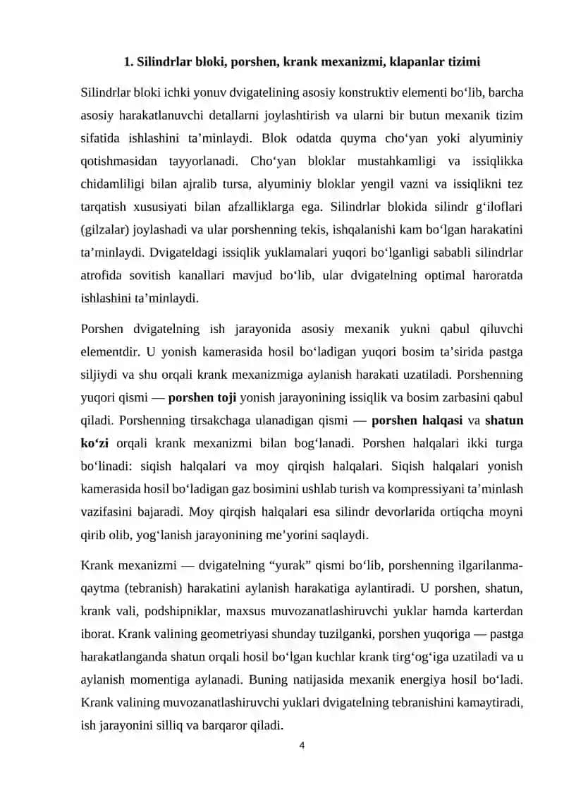 4 taktli dvigatellarning ishlash tarkibi 4