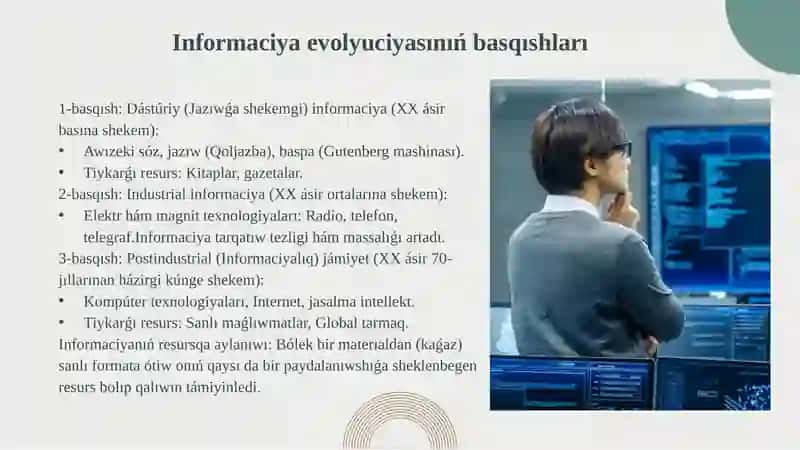 Informaciyanıń jámiyette tutqan ornı hám áhmiyeti 4