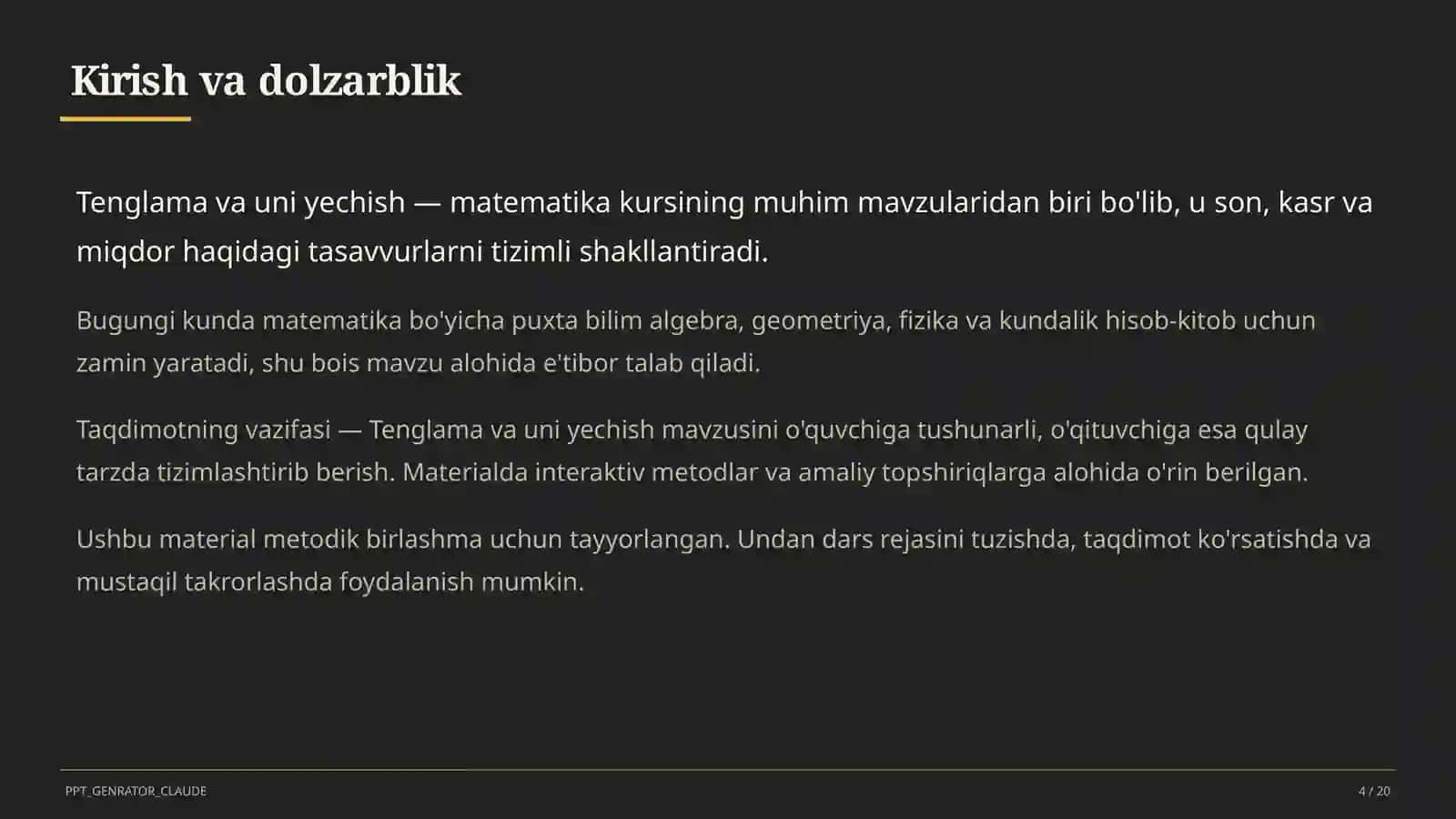 Tenglama va uni yechish (5-sinf) 4