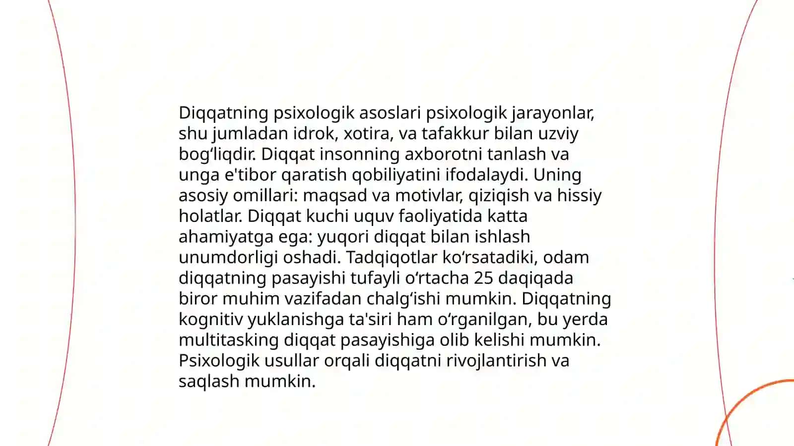 Diqqat turlari va uning hususiyatlari 4