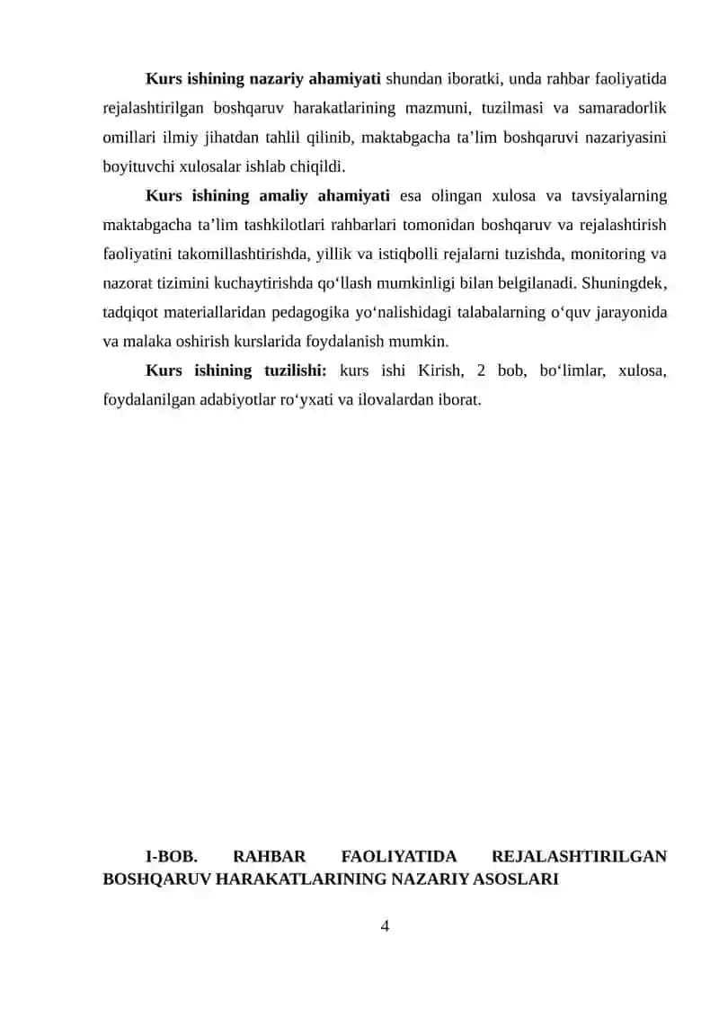 Rahbar faoliyatida rejalashtirilgan boshqaruv harakatlarining samaradorligini oshirish yo‘llari 4