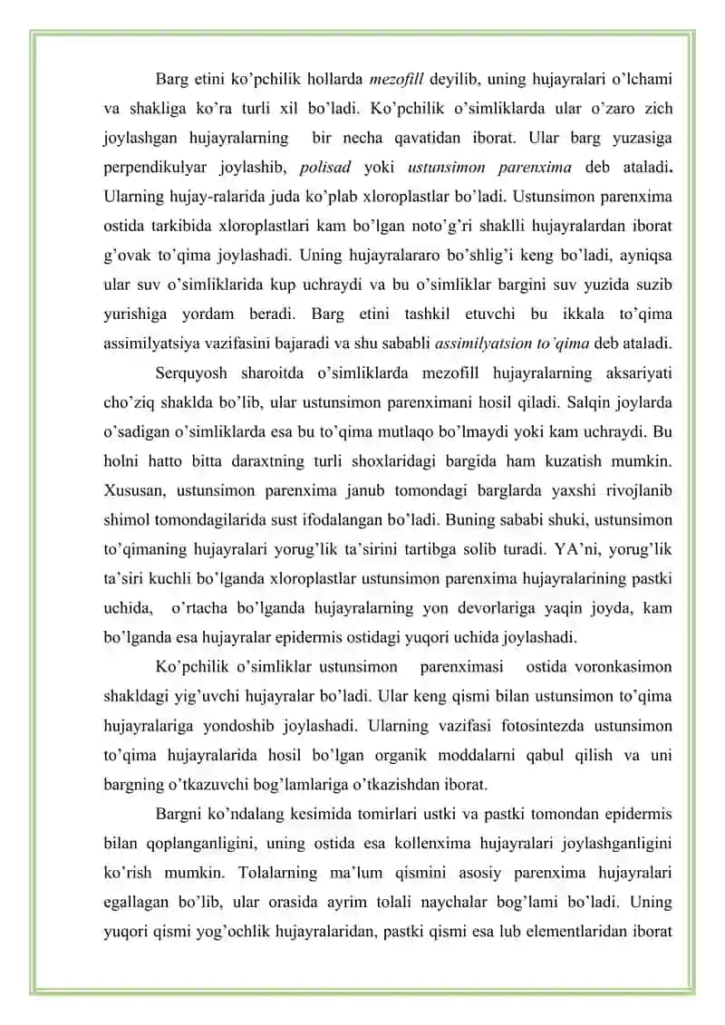 O‘simliklar barg tukchalarini mikraskop ostida ko‘rib 4