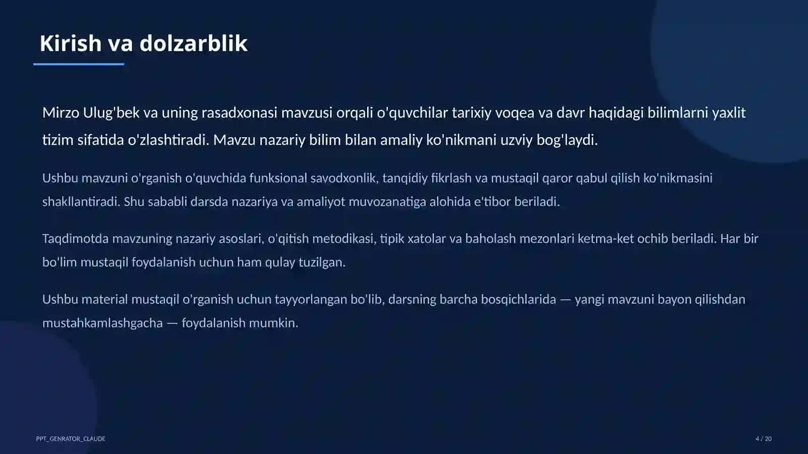 Mirzo Ulug'bek va uning rasadxonasi (5-sinf) 4