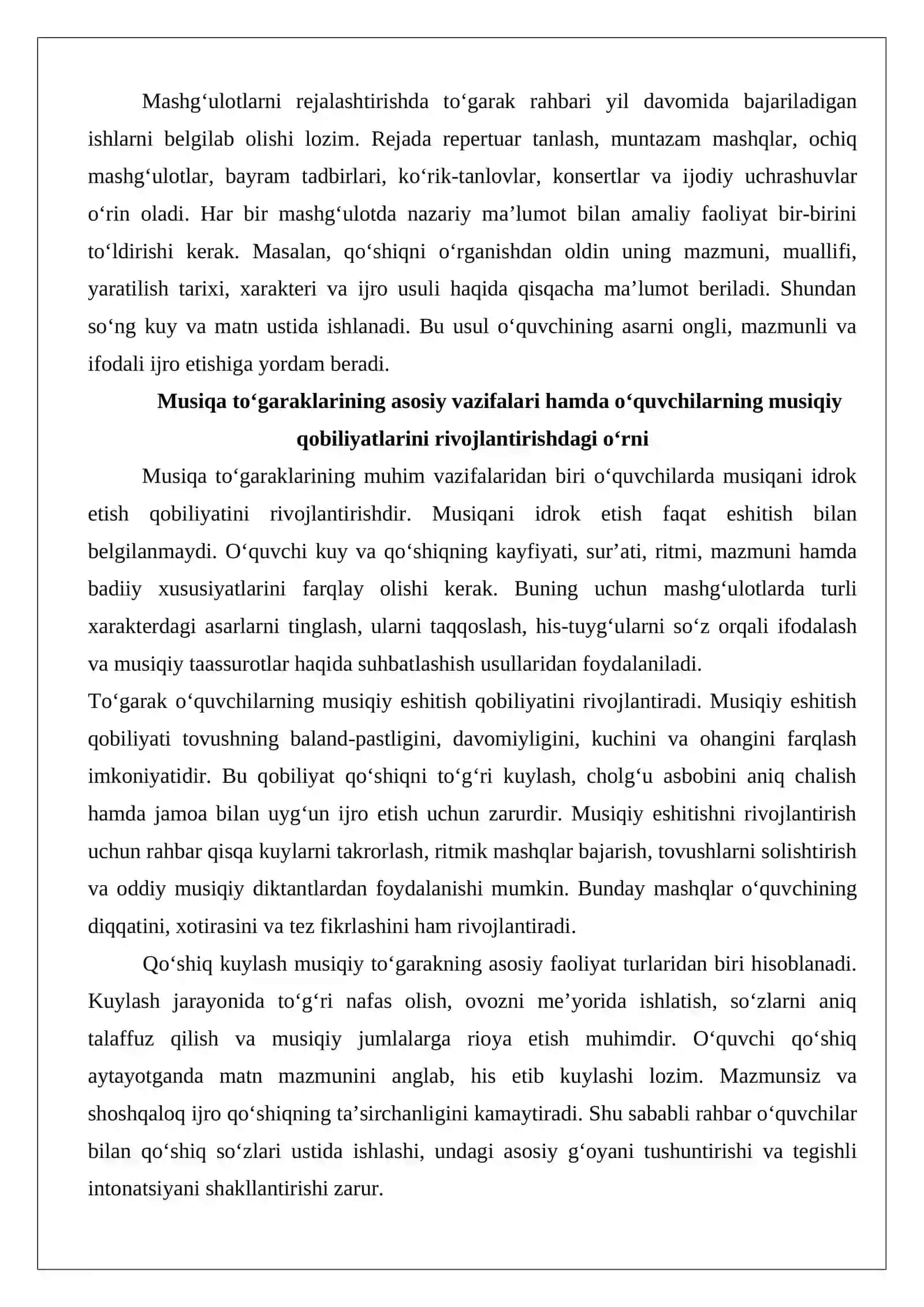 Musiqa to'garaklari ishini tashkil etishda metodik tavsiyalar 4