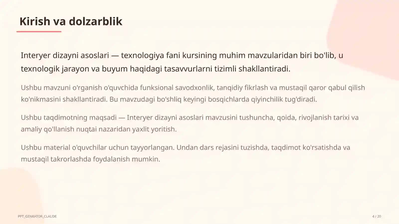 Interyer dizayni asoslari (8-sinf) 4
