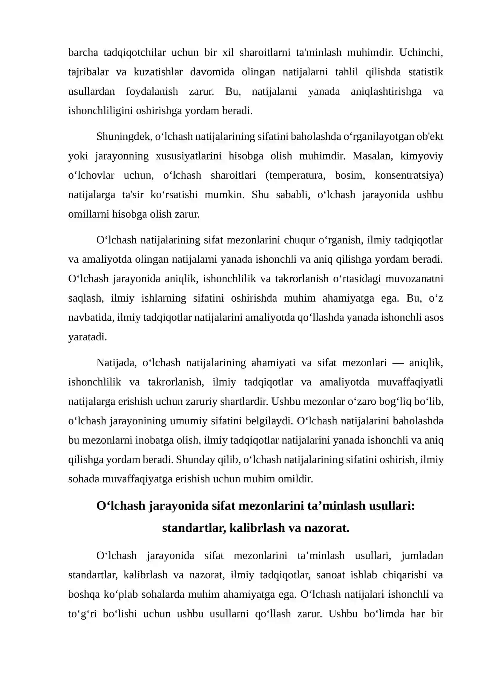 Oʻlchash natijalarini sifat mezonlari 4