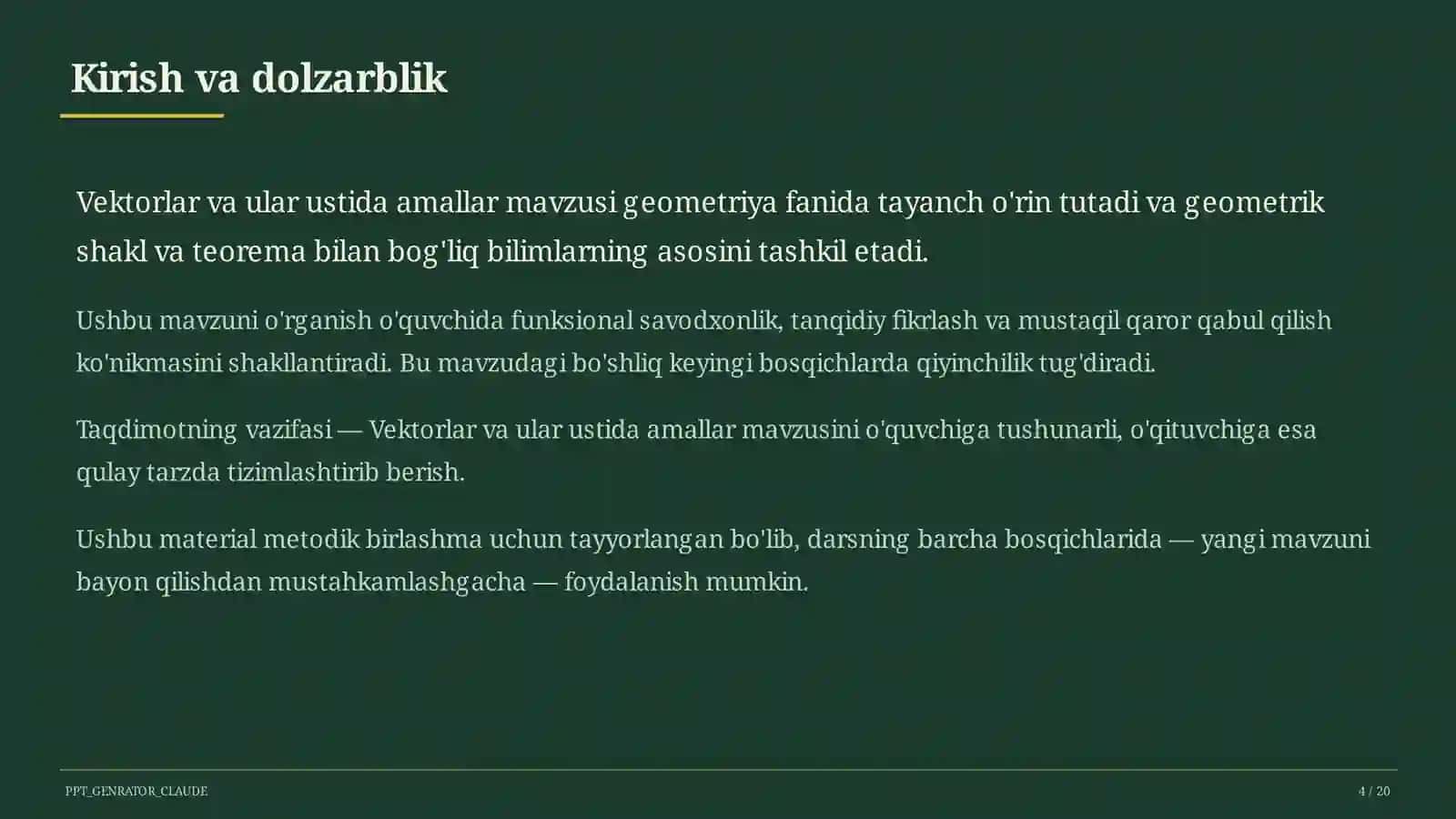 Vektorlar va ular ustida amallar (9-sinf) 4