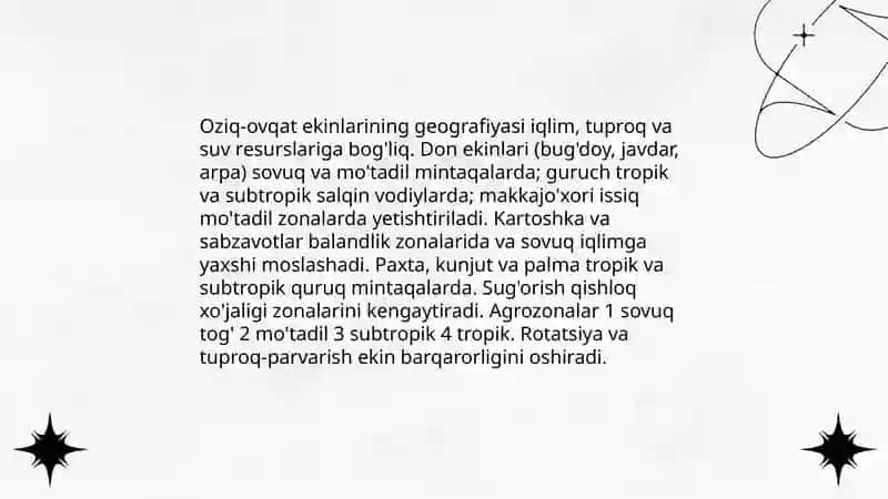 Madaniy oʻsimlik va tirik organizmlar olami geografiyasi 4