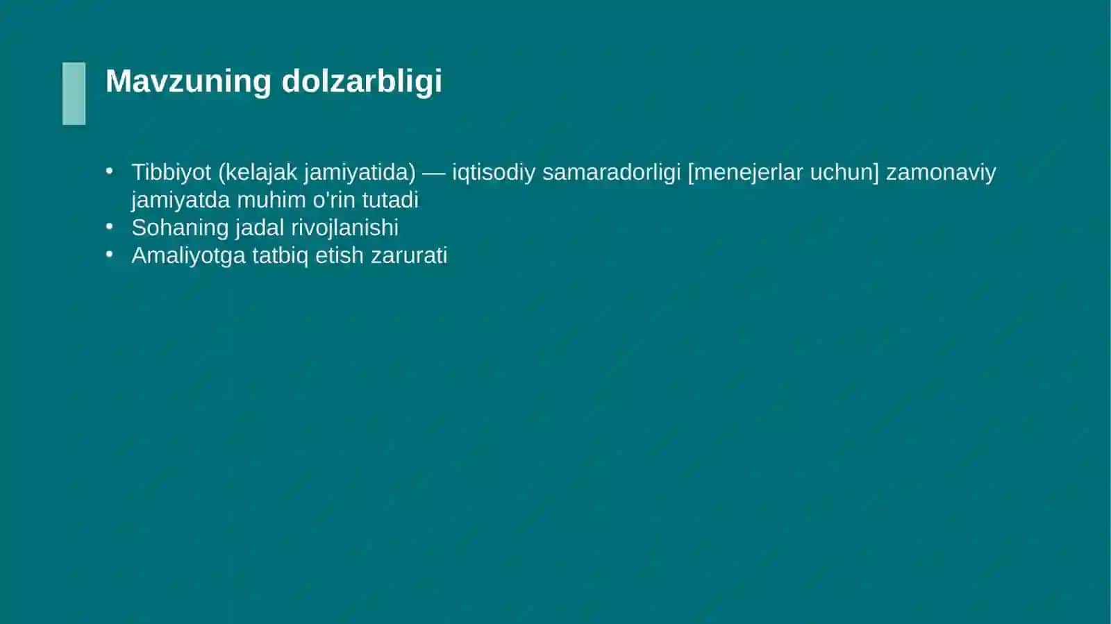 Tibbiyot (kelajak jamiyatida) — iqtisodiy samaradorligi [menejerlar uchun] 4