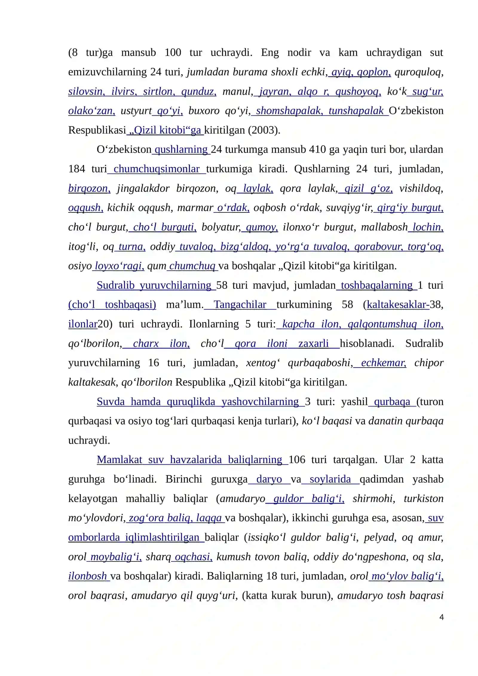 Noyob va yoʻqolib borayotgan hayvonlarni muhofaza qilish masalalari 4