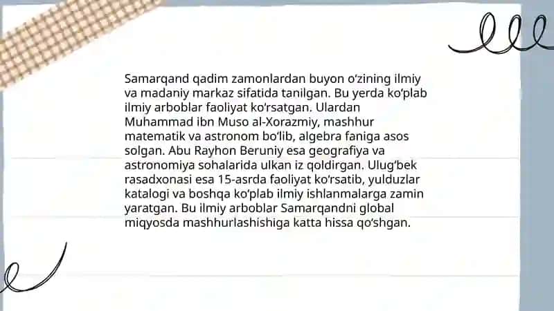 Ulugʻbek davriga oid olimlar roʻyhatini tuzish 4