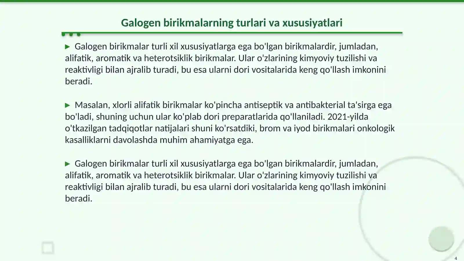 Galogen birikmalarni farmatsiyadagi ahamiyati 4