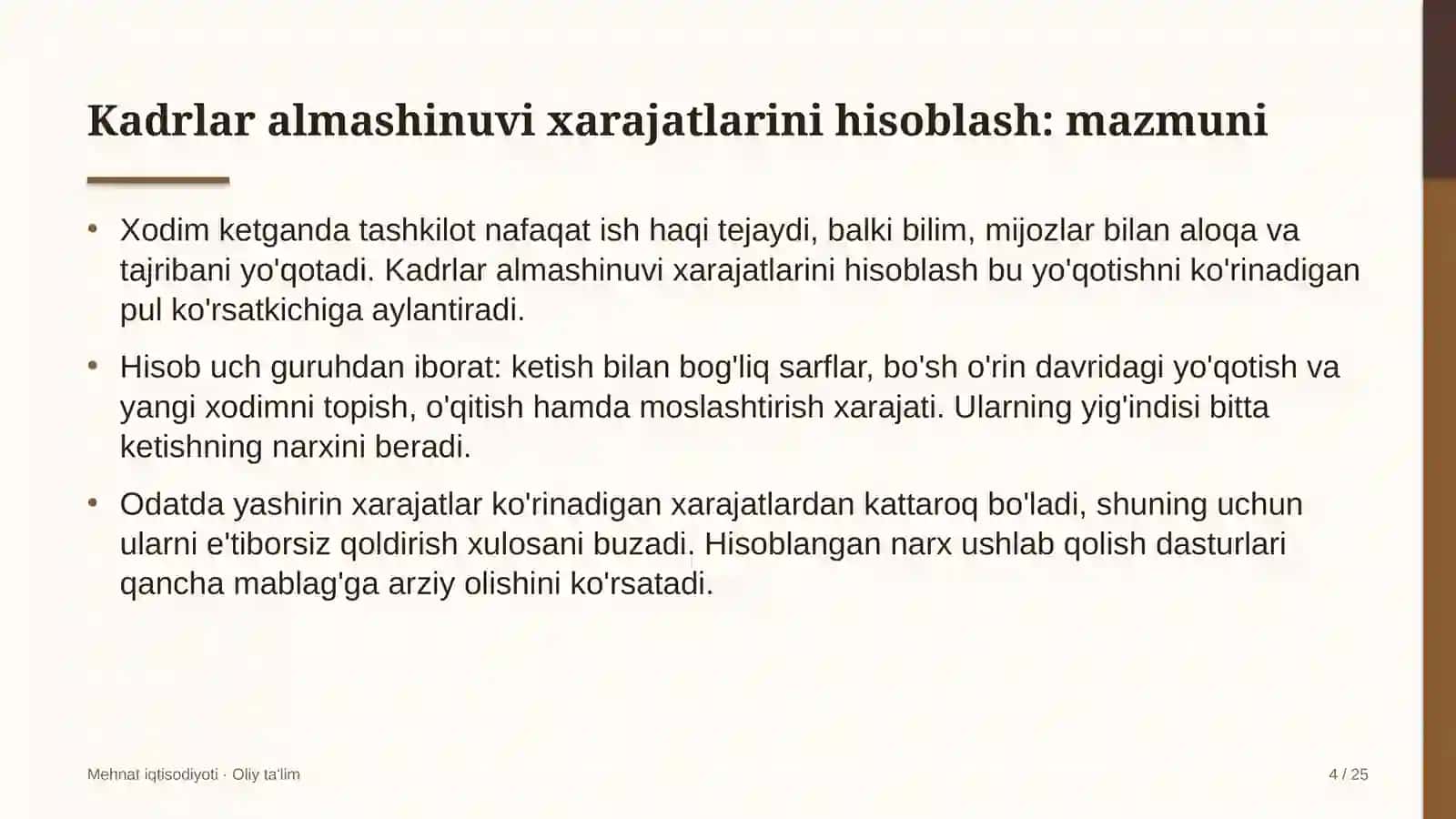 Mehnat iqtisodiyoti · Oliy ta'lim 4