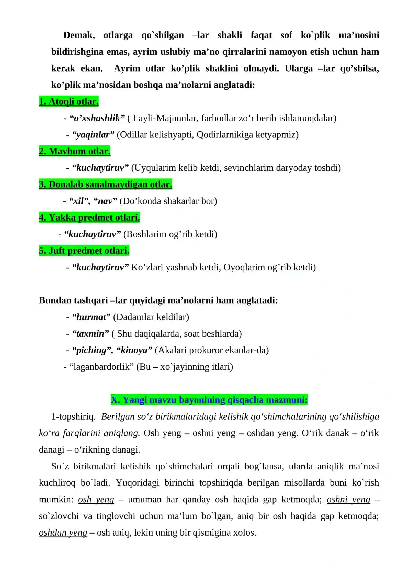 Kelishik qo`shimchalarining uslubiyati 4